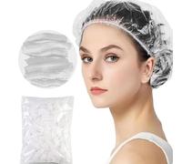 100 Pcs Shower Caps Disposable, Waterproof Hair Caps, Waterproof Shower Cap, shower cap for women, Plastic Shower Caps for Hair Treatment for Salon, Spa, Travel, Home Use, Hotel, Shower