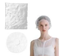 100 Pcs Shower Caps Disposable, Waterproof Thick Shower Hat, 42CM Plastic Elastic Hair Bath Cap for Women Men Hair Treatment, Salon, Spa, Travel, Home Use, Hotel, Shower