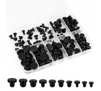 100 Pcs Silicone Hole Plugs with Box 10 Sizes Rubber Plugs for Holes T Type Bung Waterproof Soft Flexible Rubber Stoppers, Button Sealing Hole Covers for 4-10.5mm Diameter