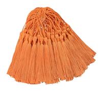 100 Pcs Silky Handmade Craft Tassels Trim Mini Pendant for DIY Cute Resin Bookmark, Jewellery Making, Key, Girl Earring, Keyring, Graduation Hat, Ribbon Sewing, Curtain, Home Decor (Orange)