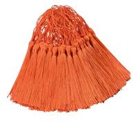 100 Pcs Silky Handmade Craft Tassels Trim Mini Pendant for DIY Cute Resin Bookmark, Jewellery Making, Key, Girl Earring, Keyring, Graduation Hat, Ribbon Sewing, Curtain, Home Decor (Dark Orange)