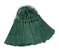 100 Pcs Silky Handmade Craft Tassels Trim Mini Pendant for DIY Cute Resin Bookmark, Jewellery Making, Key, Girl Earring, Keyring, Graduation Hat, Ribbon Sewing, Curtain, Home Decor (Dark Green)