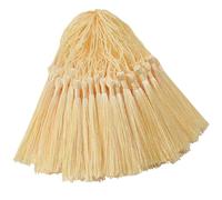 100 Pcs Silky Handmade Craft Tassels Trim Mini Pendant for DIY Cute Resin Bookmark, Jewellery Making, Key, Girl Earring, Keyring, Graduation Hat, Ribbon Sewing, Curtain, Home Decor (Light Beige)