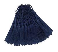 100 Pcs Silky Handmade Craft Tassels Trim Mini Pendant for DIY Cute Resin Bookmark, Jewellery Making, Key, Girl Earring, Keyring, Graduation Hat, Ribbon Sewing, Curtain, Home Decor (Dark Blue)