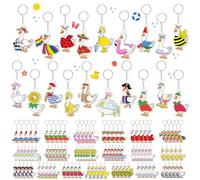 100 Pcs Silly Goose Keychains Bulk, Cute Funny Acrylic Silly Goose Duck Keychains, Fun Keyring Gifts for Animal Lovers, Summer Tropical Carnival Birthday Party, Classroom Rewards, Goodie Bag Fillers