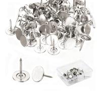 100 Pcs Silver Drawing Pins, 11mm Heavy Duty Flat Head Push Pins for Cork Board and Walls, Metal Thumb Tacks with Storage Box for Office, Home, Notice Board & DIY Projects