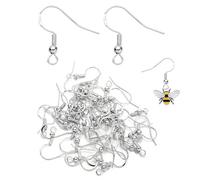 100 Pcs Silver Earring Hooks - 925 Sterling Silver Ear Wires with Spring Ball - DIY Jewelry Making Supplies for Earrings - French Wire Earring Hooks Kit