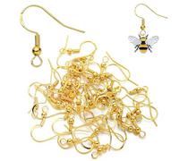 100 Pcs Silver Earring Hooks - 925 Sterling Silver Ear Wires with Spring Ball - DIY Jewelry Making Supplies for Earrings - French Wire Earring Making Kit (Gold)