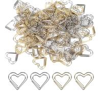 100 Pcs Silver Gold Paper Clips, Small Paperclips Metal, Heart Shaped Paper Clips for Home Office Supplies Books Postcards Documents Clamps