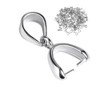 100 Pcs Silver Jewelry Pendant Bails, Spoon Pendant Bail, Pendants Bail Clip Connector,Pinch Bails for Jewellery Making, Pendants for Jewellery Making, DIY Craft Connector for Necklace