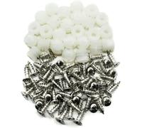 100 Pcs Silver Plastic Hinge Dowel Inserts Kit Toothed Machine Thread Opening Plastic Dowel Screws (4x10mm)