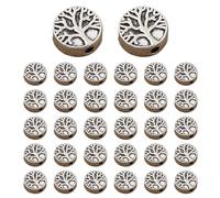 100 Pcs Silver Plated Life Trees Beads Sturdy Alloy Charm With Big Hole For Jewelry And European Bracelets Making Beads