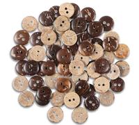 100 PCS Small Brown Buttons, Natural Coconut Shell Sewing Buttons for Crafting, 2 Holes Wooden Craft Replacement Buttons for Clothing Shirt Sweater DIY Crochet Button Decorations (Brown, 12.5 mm)
