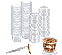 100 pcs Small Gecko Food and Water Cups Plastic Reptile Feeding Bowls Ledge Accessories for Crested Gecko Lizards Small Pets, 1 oz