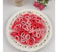 100 Pcs Small Girls Hair Bands Baby Bobbles Soft Toddler Hairbands Mini Hair Ties for Kids Girls Young Chidren with Storage Box Pink