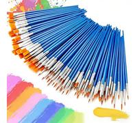 100 Pcs Small Paint Brushes, Face Paint Brushes Art with Flat and Round Pointed for Acrylic, Art Supplies for Kids Adults Professional Artists, Craft Decorating and Rock Canvas Art, Paint Brush Set