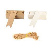 100 Pcs Small White Brown Kraft Gift Tags with String, Mini Blank Kraft Paper Tags, White Brown Labels for Price Labels Crafts Bags Gift Luggage LabelsWedding Favour Cards(7x2cm)