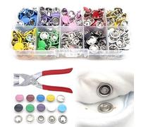 100 PCS Snap Button Fastener Kit, 9.5mm Metal Press Stud Tool Snap Fasteners with Pressure Pliers 10 Colour Poppers Fasteners No Sewing for Handmad Crafting