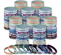 100 Pcs Spanish Bible Verse Rubber Wristbands Christian Silicone Wristbands Spanish Rubber Bracelets Jesus Inspirational Bracelets for Adult Women Men Religious Gifts Church(Bright)