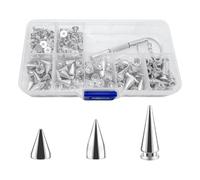100 Pcs Spikes Studs, 7mm Metal Cone Studs Spikes Rivet with Screwbacks, Punk Rock Screw Back Studs for DIY Clothing Leather Jacket Bracelet Necklace Crafts and Arts Bags Shoes Clothes Decorations