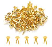 100 Pcs Split Pins, Metal Paper Fasteners Mini Brads, 7mmx17mm Round Scrapbooking Brads for Paper Craft DIY Stamping Scrapbooking Card and Photo Albums（Gold）