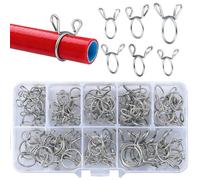 100 Pcs Spring Clamps, 5-14mm Fuel Line Clips, Metal Tube Hose Clips Assortment Kit for Water Pipe, Clips Assorted for Air Hose, Motorcycle, Scooter