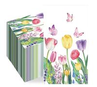 100 PCS Spring Floral Guest Napkins Tulip Paper Napkins Watercolor Flower Dinner Party Napkins Disposable Spring Decorative Hand Towel for Bathroom Bridal Shower Wedding Birthday Dinner Party Supplies