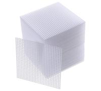 100 Pcs Square Plastic Canvas Mesh Sheets 4.5 × 4.5 Inch Plastic Cross Stitch Canvas White Blank Needlepoint Canvas Plastic Mesh Mat for Needlework Embroidery Yarn Crafting Knit Crochet Project