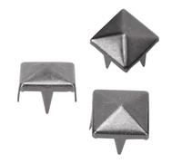 100 PCS Square Pyramid Rivets, 9mm Four Jaw Studs Spikes Brass Copper Square Rivets DIY Leathercraft Nailheads Apparel Shoes Bag Accessories for Leather Decorationsilver (Silver Black)