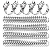 100 Pcs Stainless Steel Hose Clamps, Adjustable 1/2-3/4 In (13-19mm)