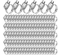 100 Pcs Stainless Steel Hose Clamps,Adjustable 1/4-7/16 In (6-12mm)