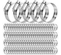100 Pcs Stainless Steel Hose Clamps, Adjustable 13/16'' - 1-1/2'' (21-38mm)