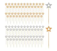 100 Pcs Star Bamboo Sticks, Fruit Picks, Cake Decoration Inserts, Cocktail Wooden Picks, Food Picks, Party Table Decorations