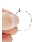 100 Pcs Steel Circle Earring Loops, Wine Glass Mark Hoop Ring Big Round Party Earring Hoop Ring Set Jewelry Findings DIY Earring Beading for Hoop Earrings Making (Silver 30 * 25MM)