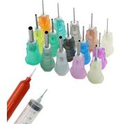 100 Pcs Straight Blunt Tip Syringe Dispensing Needles for Industrial Liquid Glue, Needles Length 13mm, 1.7mm(ID) x 2mm(OD), Total Length 30mm, 14G Green