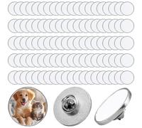 100 Pcs Sublimation Blank Buttons Pins Bulk, 2.5 cm DIY Button Badge Kit, Round Silver Aluminum Sheet with Butterfly Pin Back for DIY Craft Lapel Jewelry Making School Supplies