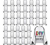 100 Pcs Sublimation Drawstring Bags Bulk White Blank Drawstring Backpacks Reusable Gym Sport Sinch Sack Backpack Heat Press DIY Crafts for Kids Adults Traveling Home Gift, Multicolored, One Size