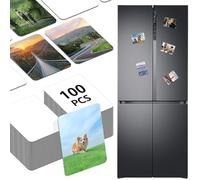 100 Pcs Sublimation Magnet Blanks Bulk, 7.5 x 5.5 cm Personalized Fridge Refrigerator Magnets Blanks DIY Decorative Sublimation Magnets for Kitchen Home Office