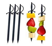 100 PCS Sword Cocktail Sticks, Durable Black Cocktail Stirrers, Reusable Sword Drink Stirrers for Martini Whiskey Bar Party Decor, Bartender Home Mixology Tools