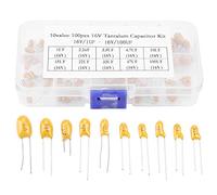 100 Pcs Tantalum Capacitor, 10 Values 16V 1 uf - 100 uf Tantalum Capacitors Assorted Kit with Plastic Box