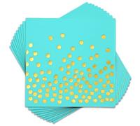 100 Pcs Teal Cocktail Napkins - Teal and Gold Paper Napkins Disposable - Turquoise Napkins for Birthday Dinner Wedding Party Supplies