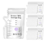 100 PCS Temp Sensing Breast Milk Storage Bag 250ml BPA Free BPS Free Milk Storage Bags Breastfeeding Double Zipper Seal Easy Pour Spout No Leak Self Standing Pouches for Refrigeration and Freezing