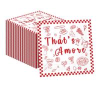 100 PCS Thats Amore Cocktail Napkins Italian Party Paper Napkins Pizza Pasta Disposable Decorative Beverage Napkin for Wedding Bridal Shower Decor Supplies Unfolded 13" x 13", Folded 6.5" x 6.5"