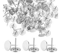 100 Pcs Thumb Tacks, Drawing Pins for Walls Silver Push Pins Decorative Push Pin for Wall Hanging Photos Home Furniture Sofa Crafts Office DIY Decor 11x17mm