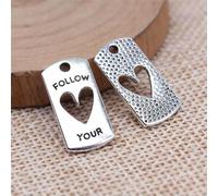 100 Pcs Tibetan Silver FOLLOW YOUR HEART Pendant 20X10MM DIY C15999