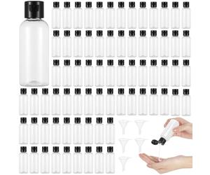 100 PCS Travel Bottles with Flip Cap, 60 ml Clear Plastic Travel Size Containers, Portable Squeeze Bottles, Refillable Empty Cosmetic Containers for Liquid Shampoo, Lotion