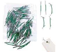 100 Pcs Treasury Tags - 45mm Paper Tags Fasteners for Office, School & Filing - Green Plastic Ends with Strong Cotton Cord - Document Binders for Papers, Files, Reports, Invoices - Durable & Easy to U