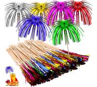 100 Pcs Tropical Cocktail Decorations Set, Cocktail Umbrellas for Drinks, Decorations Toothpicks for Drinks, Cakes, Fruit Platters, Party & Bar Accessories- 4 Styles (Firework Picks, Paper Umbrellas,