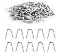 100 Pcs U Nails for Fencing Pins, Wire Fencing Staples, Galvanised U Shaped Nails for Chicken Netting Garden Fence Staples for Chicken Wire Mesh Fasteners Nail Set