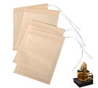 100 Pcs Unbleached Tea Filter Bags, 7x8cm Disposable Drawstring Tea Pouches, Biodegradable Natural Wood Pulp Empty Tea Bags for Loose Leaf Tea, Coffee, Herbs & Spices
